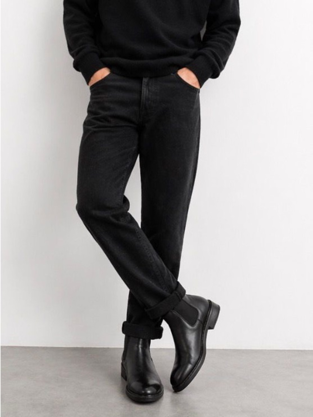 Men's Black Leather Chukka Boots - Classic Slip-On Style